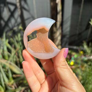 Orange Agate Druzy Moon Crystal